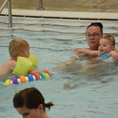 Family enjoying a swim